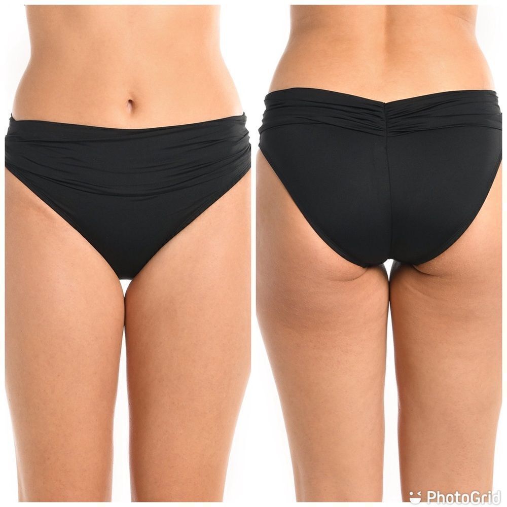 La Blanca Island Goddess Shirred Band Hipster Bottom - Black